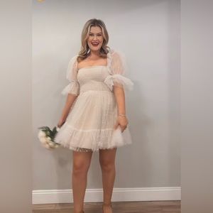 Beautiful by watters. pearl and tulle dress.